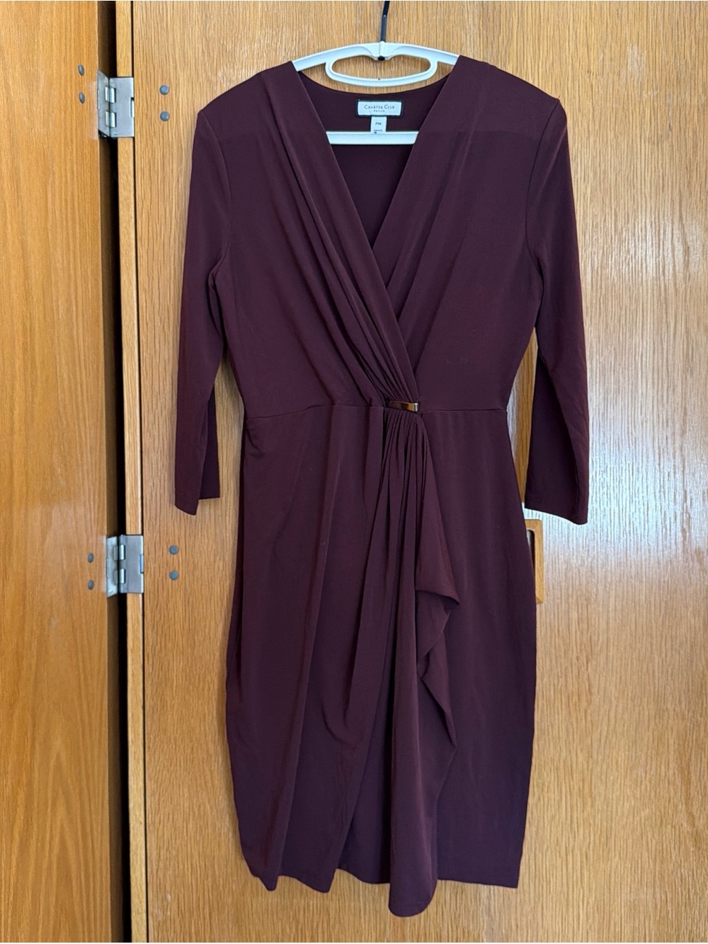 Charter Club Burgundy Purple Faux-Wrap Sheath Dress